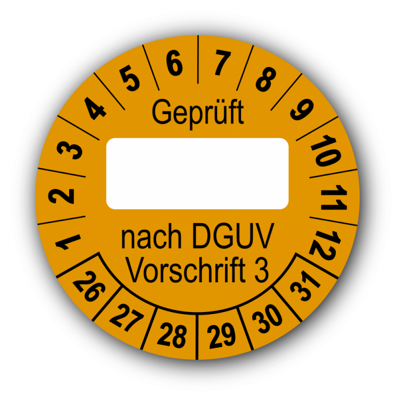 Geprüft … nach DGUV Vorschrift 3, orange (zum Selbstbeschriften)