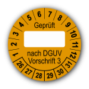 Geprüft … nach DGUV Vorschrift 3, orange (zum Selbstbeschriften)