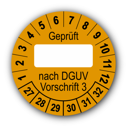 Geprüft … nach DGUV Vorschrift 3, orange (zum Selbstbeschriften)