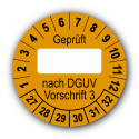 Geprüft … nach DGUV Vorschrift 3, orange (zum Selbstbeschriften)