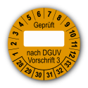 Geprüft … nach DGUV Vorschrift 3, orange (zum Selbstbeschriften)
