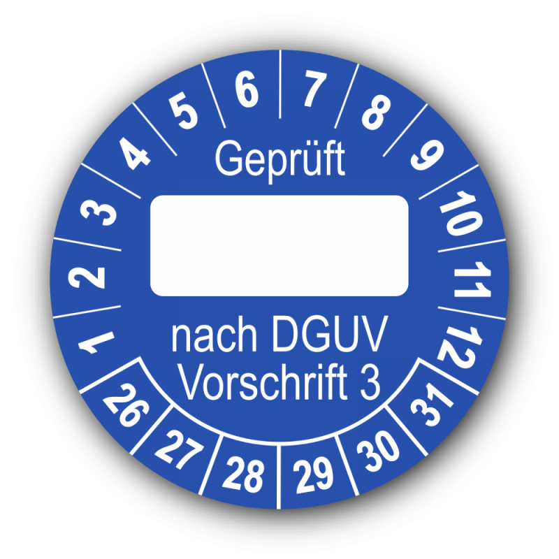 Geprüft … nach DGUV Vorschrift 3, blau (zum Selbstbeschriften)