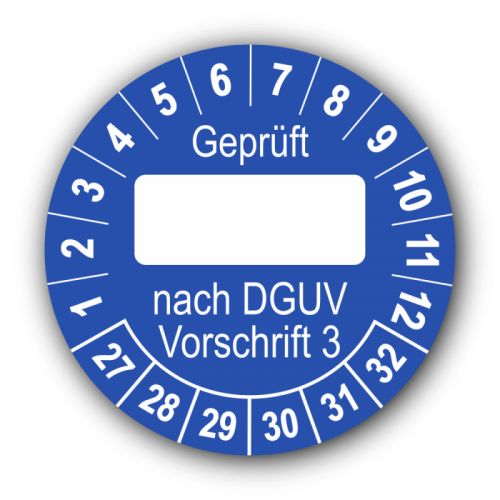 Geprüft … nach DGUV Vorschrift 3, blau (zum Selbstbeschriften)