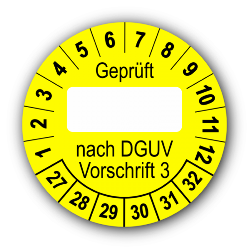 Geprüft … nach DGUV Vorschrift 3, gelb (zum Selbstbeschriften)