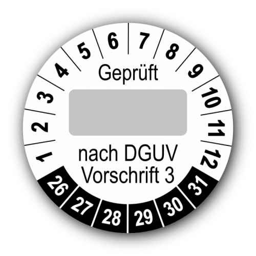Geprüft … nach DGUV Vorschrift 3, weiß (zum Selbstbeschriften)
