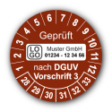 Geprüft nach DGUV Vorschrift 3, braun, mit Wunschtext