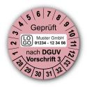 Geprüft nach DGUV Vorschrift 3, rosa, mit Wunschtext