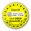 Geprüft nach DGUV Vorschrift 3, gelb, mit Wunschtext