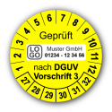 Geprüft nach DGUV Vorschrift 3, gelb, mit Wunschtext