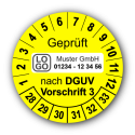 Geprüft nach DGUV Vorschrift 3, gelb, mit Wunschtext