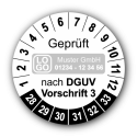 Geprüft nach DGUV Vorschrift 3, weiß, mit Wunschtext