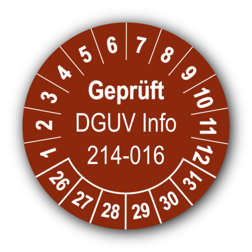 Geprüft DGUV Information 214-016, braun