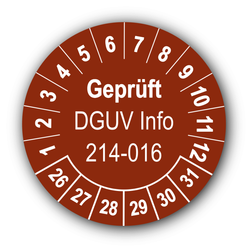 Geprüft DGUV Information 214-016, braun