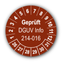 Geprüft DGUV Information 214-016, braun