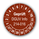 Geprüft DGUV Information 214-016, braun