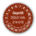 Geprüft DGUV Information 214-016, braun