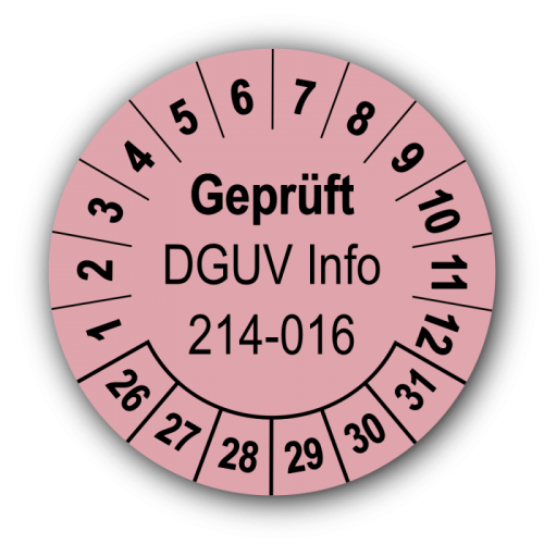 Geprüft DGUV Information 214-016, rosa