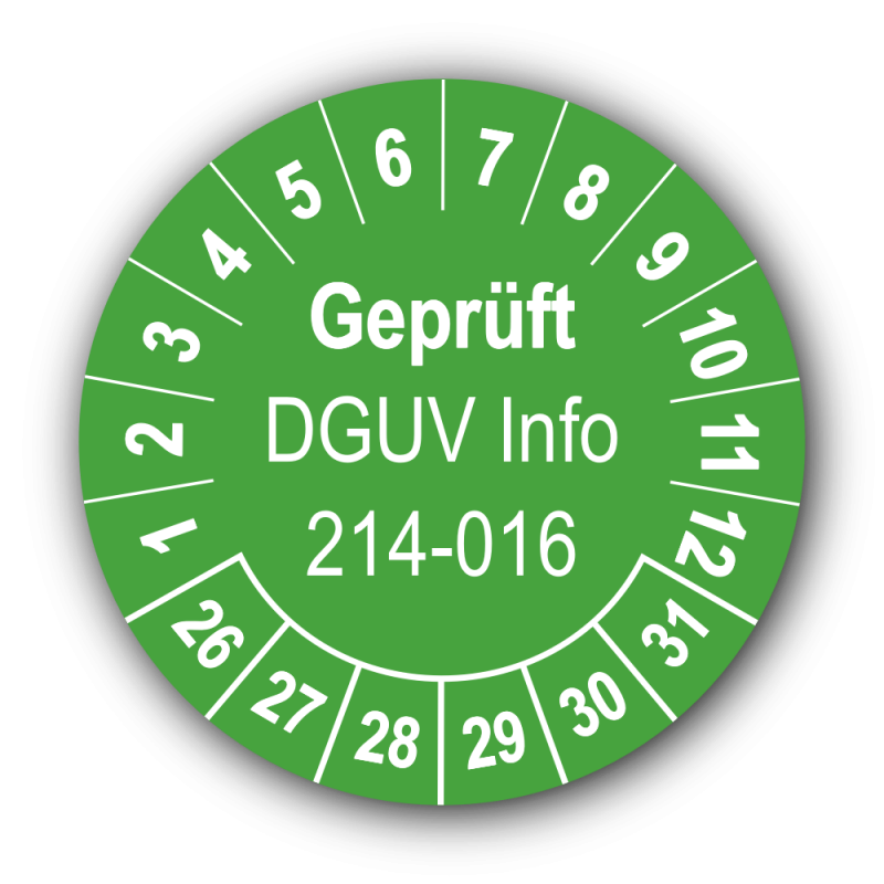 Geprüft DGUV Information 214-016, grün