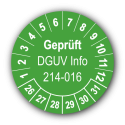 Geprüft DGUV Information 214-016, grün