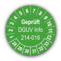 Geprüft DGUV Information 214-016, grün