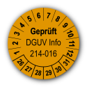 Geprüft DGUV Information 214-016, orange