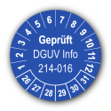 Geprüft DGUV Information 214-016, blau