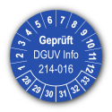 Geprüft DGUV Information 214-016, blau