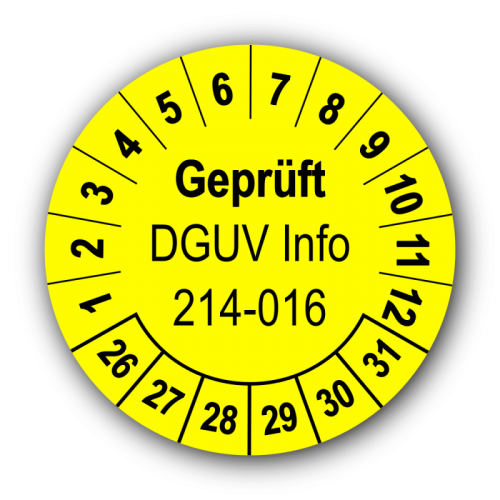Geprüft DGUV Information 214-016, gelb