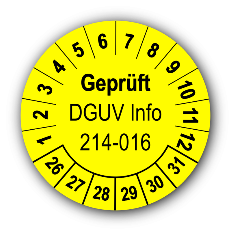 Geprüft DGUV Information 214-016, gelb