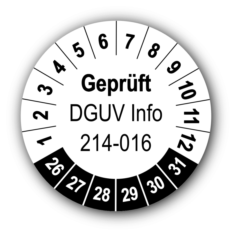 Geprüft DGUV Information 214-016, weiß