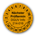 Nächster Prüftermin DGUV Information 214-016, orange