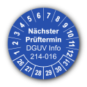 Nächster Prüftermin DGUV Information 214-016, blau
