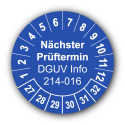 Nächster Prüftermin DGUV Information 214-016, blau
