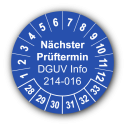 Nächster Prüftermin DGUV Information 214-016, blau