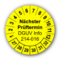 Nächster Prüftermin DGUV Information 214-016, gelb