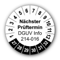 Nächster Prüftermin DGUV Information 214-016, weiß