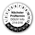 Nächster Prüftermin DGUV Information 214-016, weiß