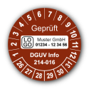 Geprüft DGUV Information 214-016, braun, mit Wunschtext