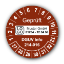 Geprüft DGUV Information 214-016, braun, mit Wunschtext