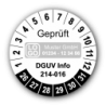 Geprüft DGUV Information 214-016, weiß, mit Wunschtext