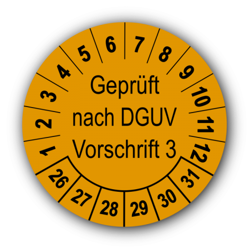 Geprüft nach DGUV Vorschrift 3, orange