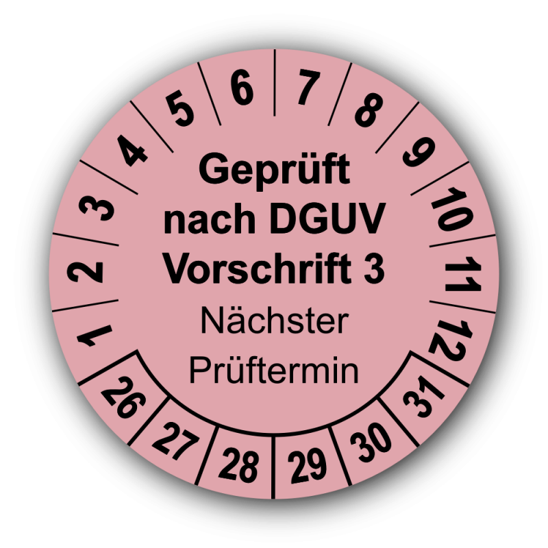 Geprüft nach DGUV Vorschrift 3 Nächster Prüftermin, rosa