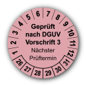 Geprüft nach DGUV Vorschrift 3 Nächster Prüftermin, rosa