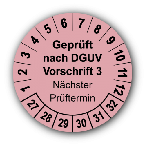 Geprüft nach DGUV Vorschrift 3 Nächster Prüftermin, rosa