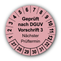Geprüft nach DGUV Vorschrift 3 Nächster Prüftermin, rosa