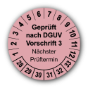 Geprüft nach DGUV Vorschrift 3 Nächster Prüftermin, rosa