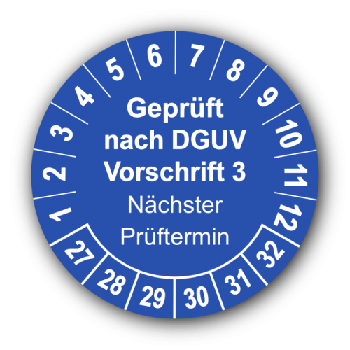 Geprüft nach DGUV Vorschrift 3 Nächster Prüftermin, blau