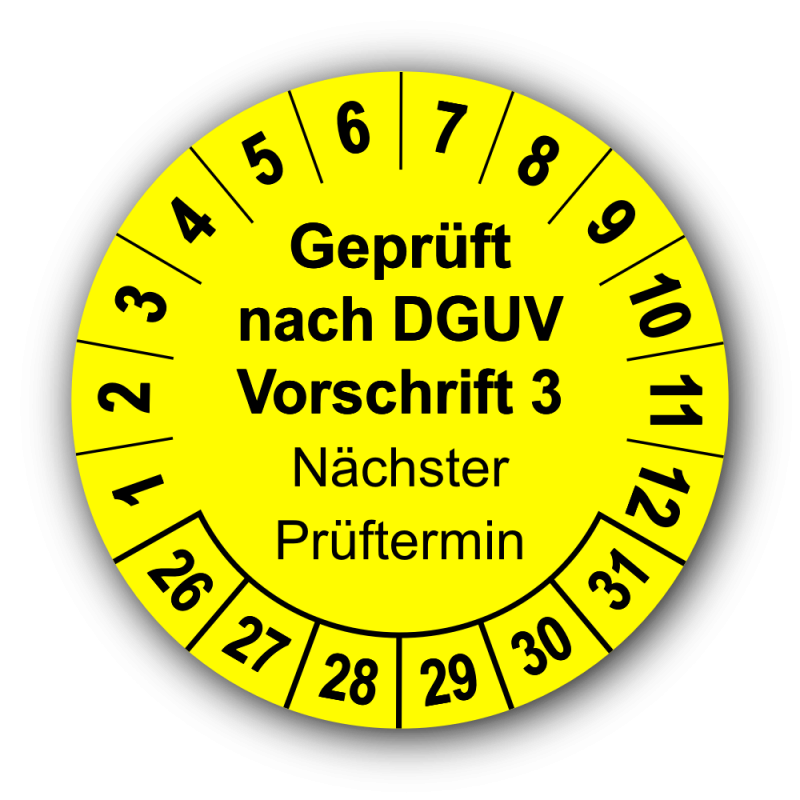 Geprüft nach DGUV Vorschrift 3 Nächster Prüftermin, gelb