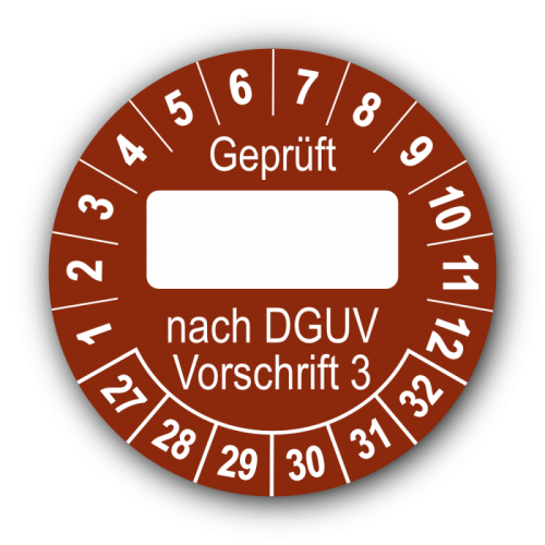 Geprüft … nach DGUV Vorschrift 3, braun (zum Selbstbeschriften)