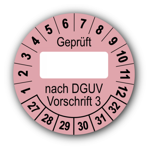 Geprüft … nach DGUV Vorschrift 3, rosa (zum Selbstbeschriften)